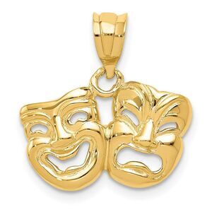 14k Yellow Gold Polished Comedy and Tragedy Pendant